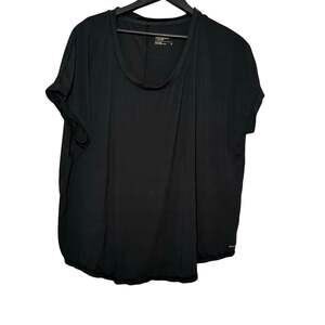 Mondetta Performance Luxury Womens XL Black Scoop Short Sleeve Activewear Top